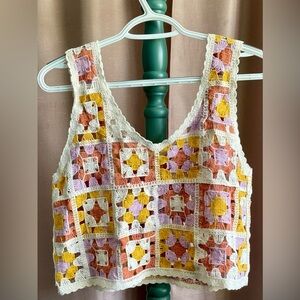 ❄️ NWT Love Riche M Granny Square Tank Top